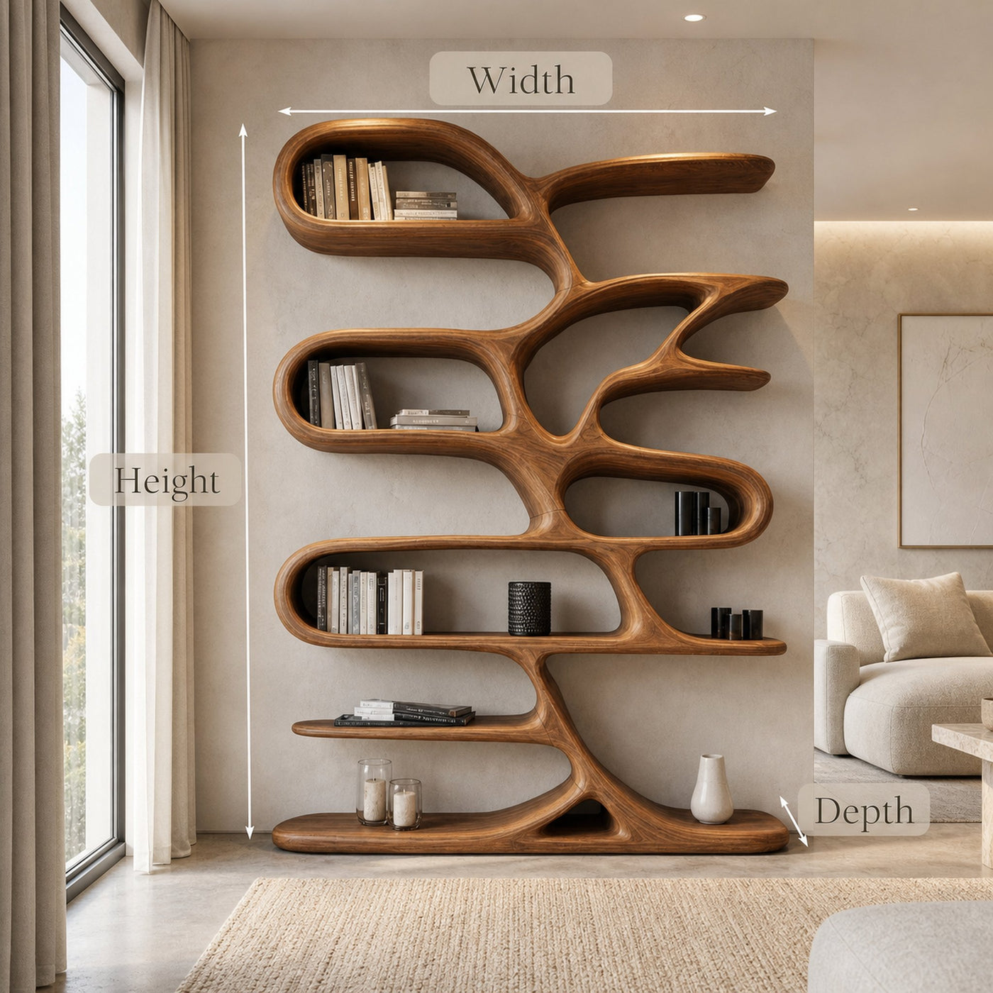 Contemporary Wooden Bookcase For Minimalist Living Room Decor - product view 8