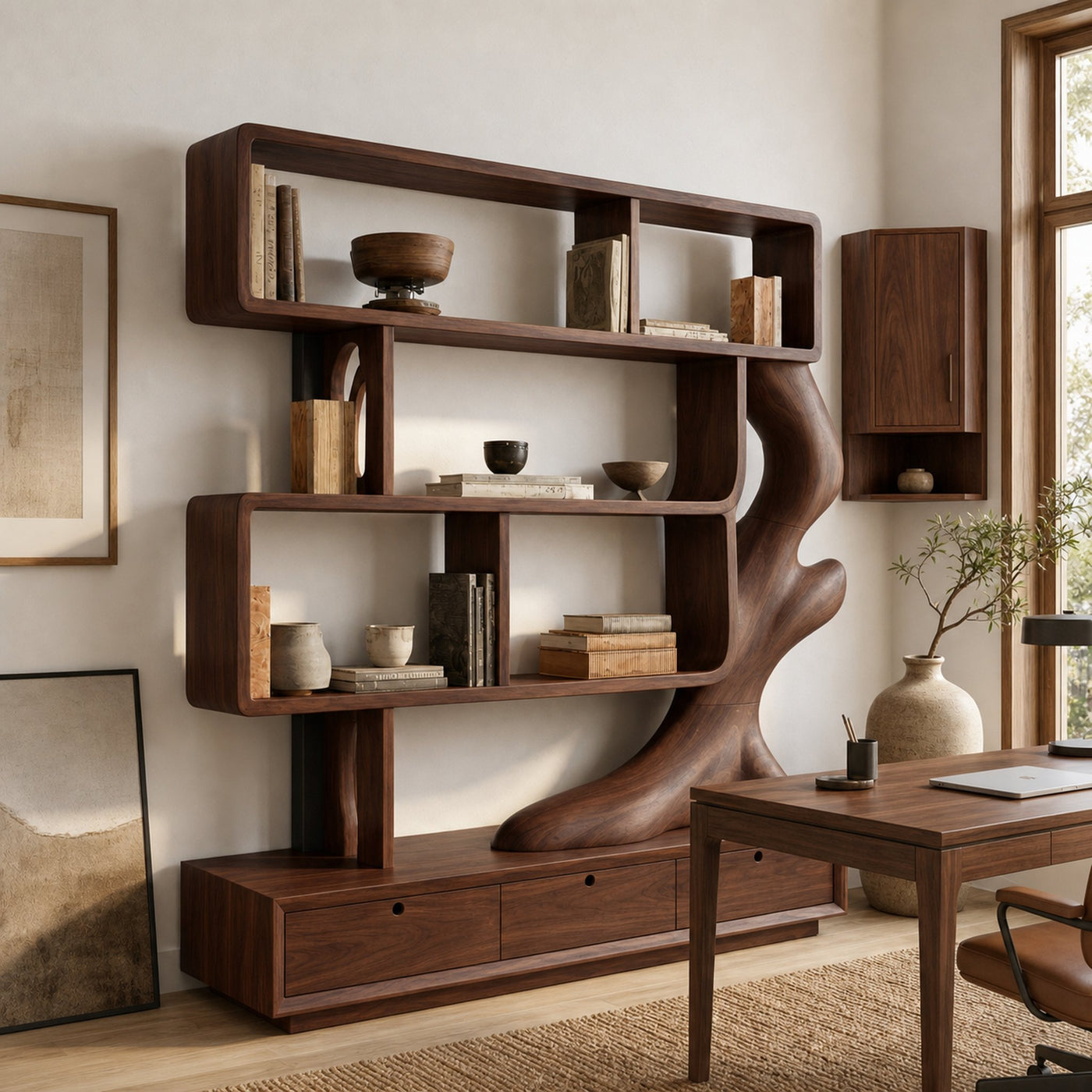 Contemporary Wooden Bookcase With Storage For Living Room - product view 6