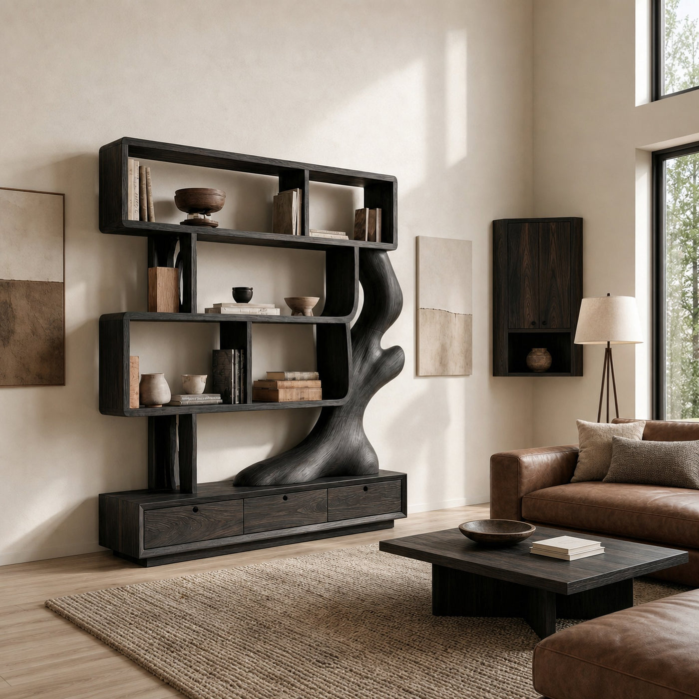 Contemporary Wooden Bookcase With Storage For Living Room - product view 7