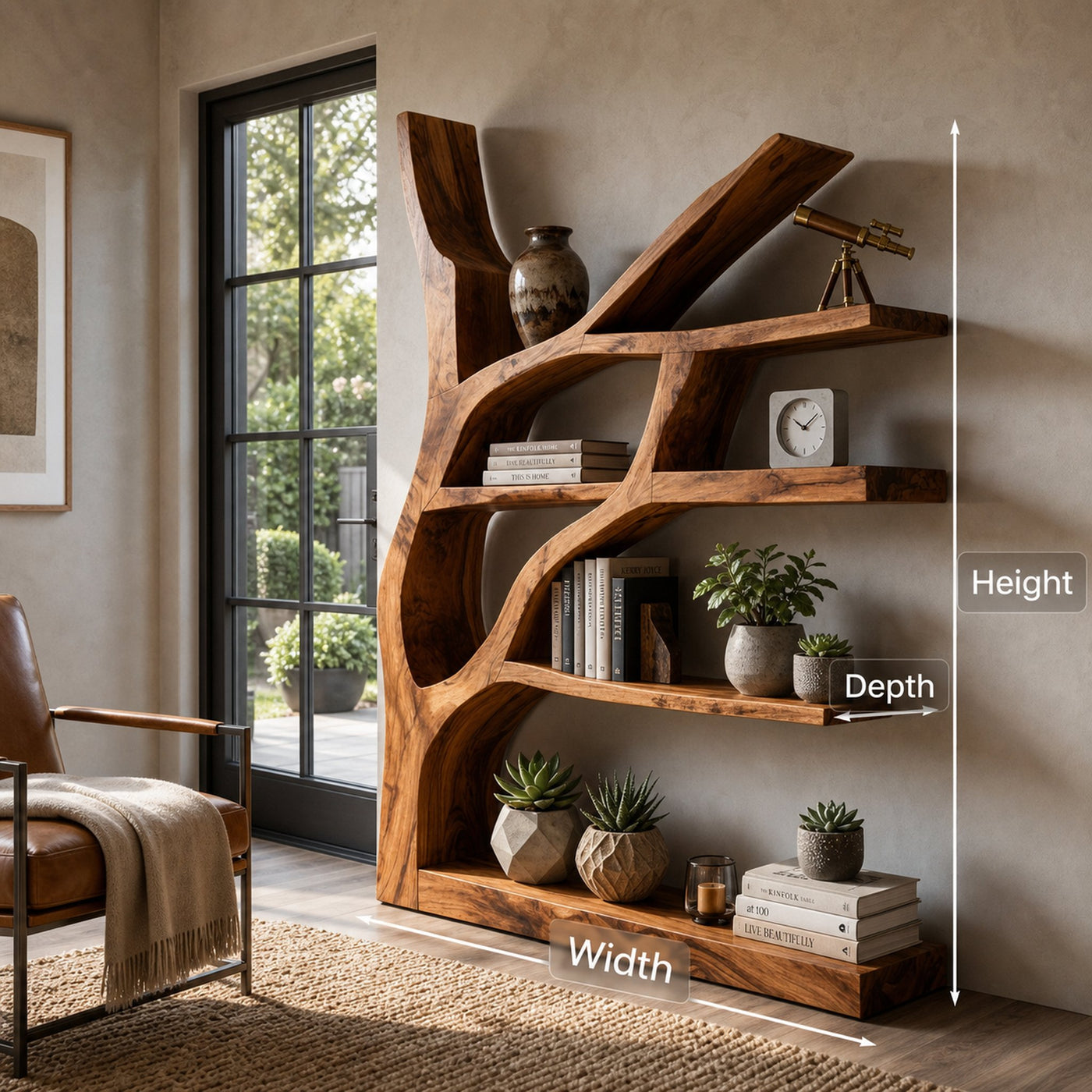 Contemporary Wooden Bookshelf Sculptural Shape For Living Room - product view 8