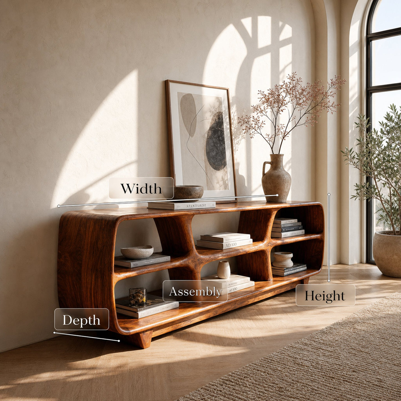 Contemporary Wooden Bookshelf With Six Display Compartments For Living Room - product view 8