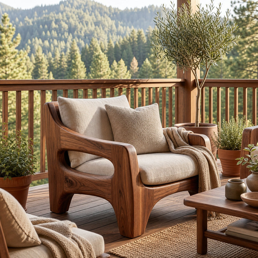 Contemporary Wooden Chair Sculptural Frame For Living Room