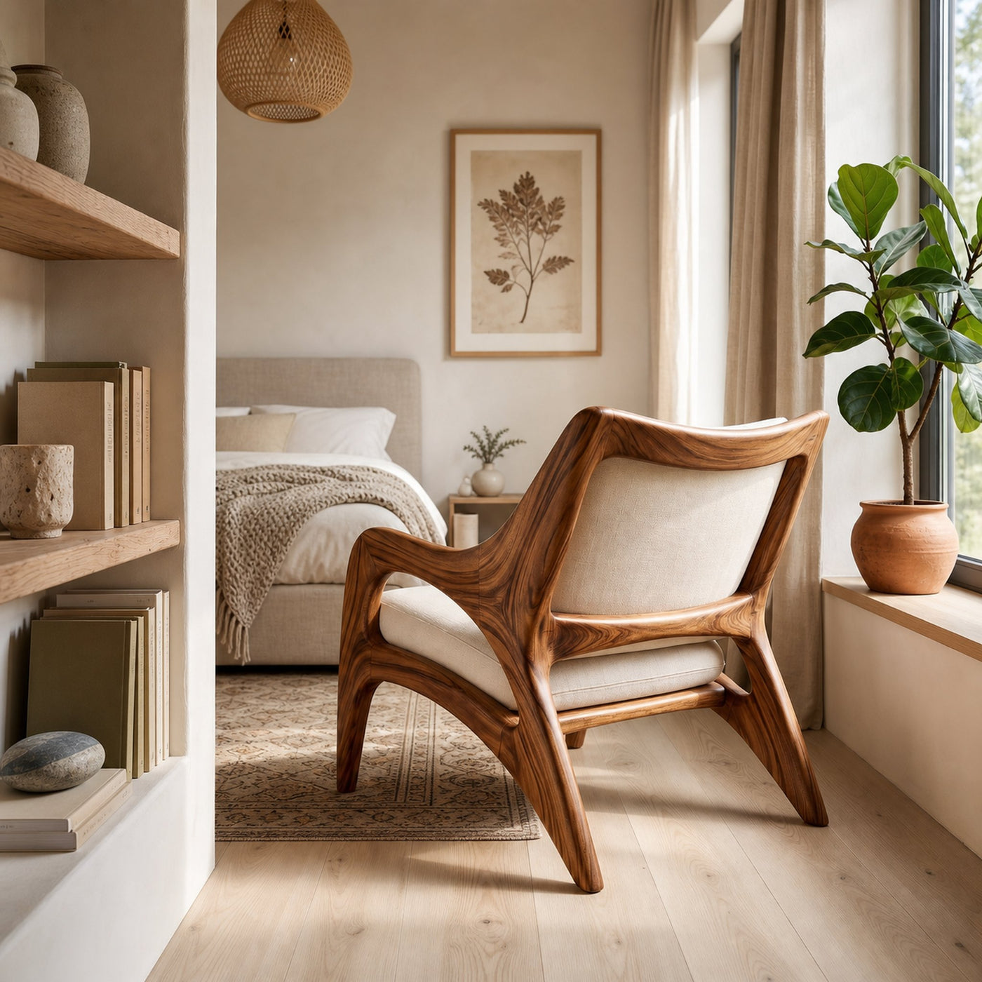 Contemporary Wooden Lounge Chair for Refined Porch Living - product view 3