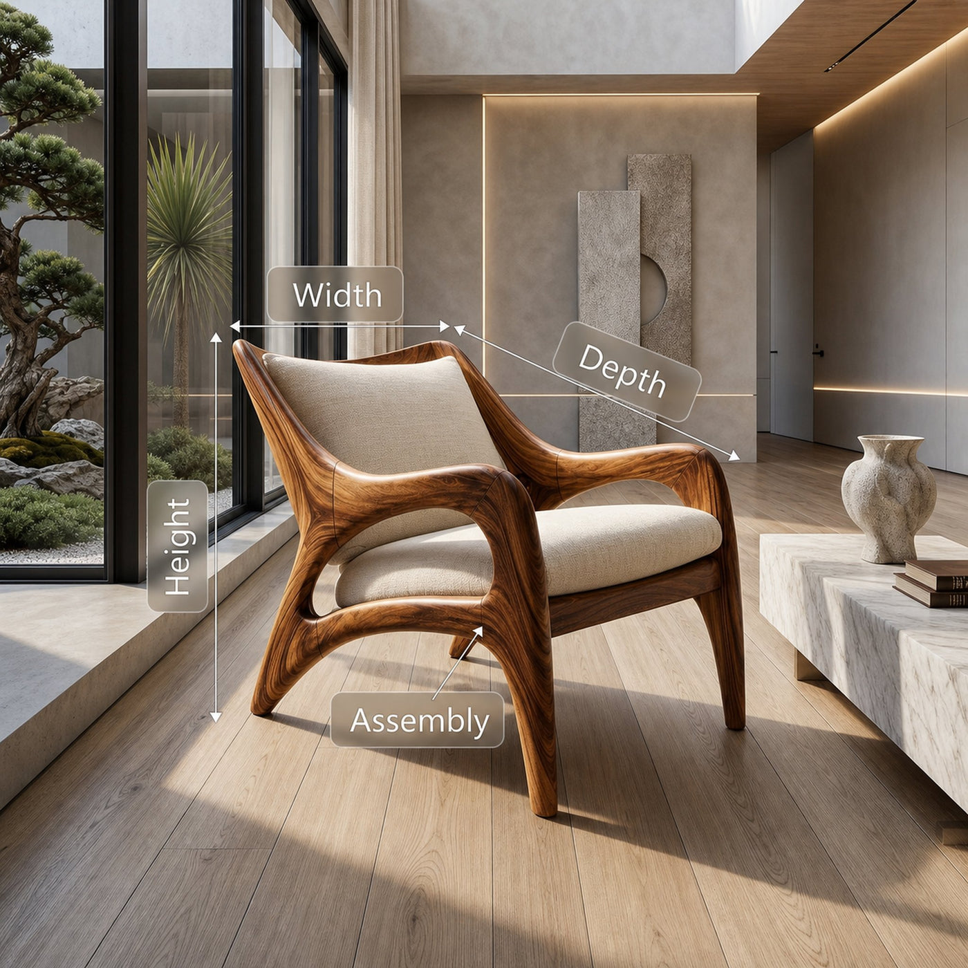 Contemporary Wooden Lounge Chair for Refined Porch Living - product view 8