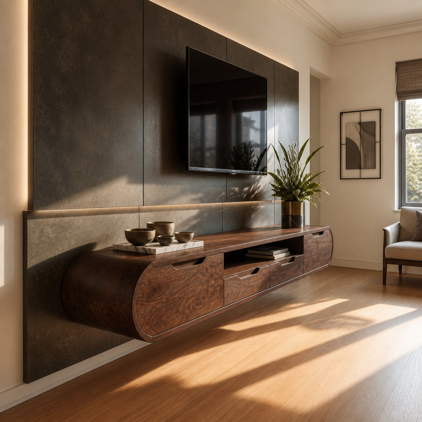 Contemporary Wooden Media Console For Urban Interior - product view 7