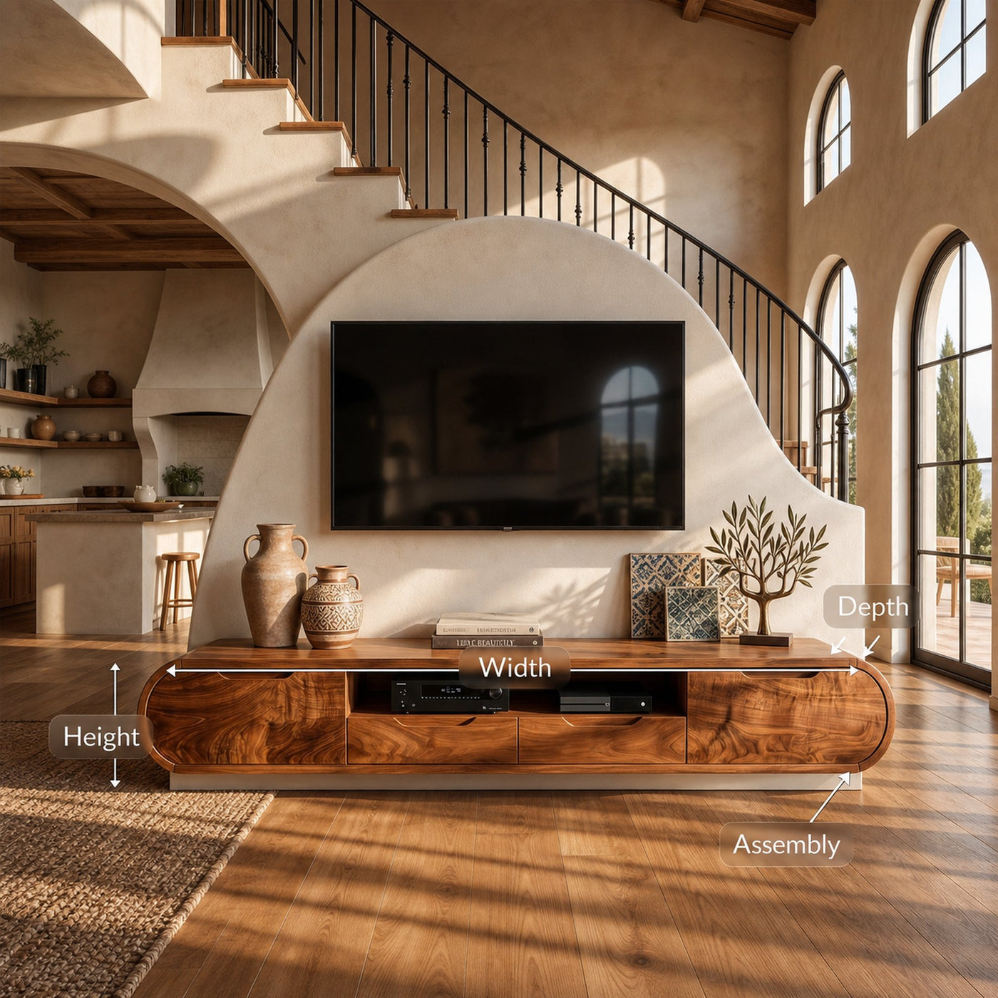 Contemporary Wooden Media Console For Urban Interior - product view 8