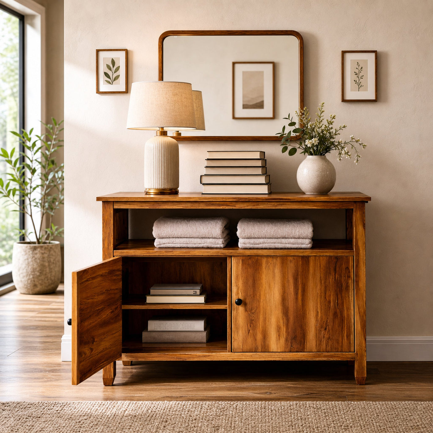 Contemporary Wooden Sideboard For Japandi Interior - product view 7