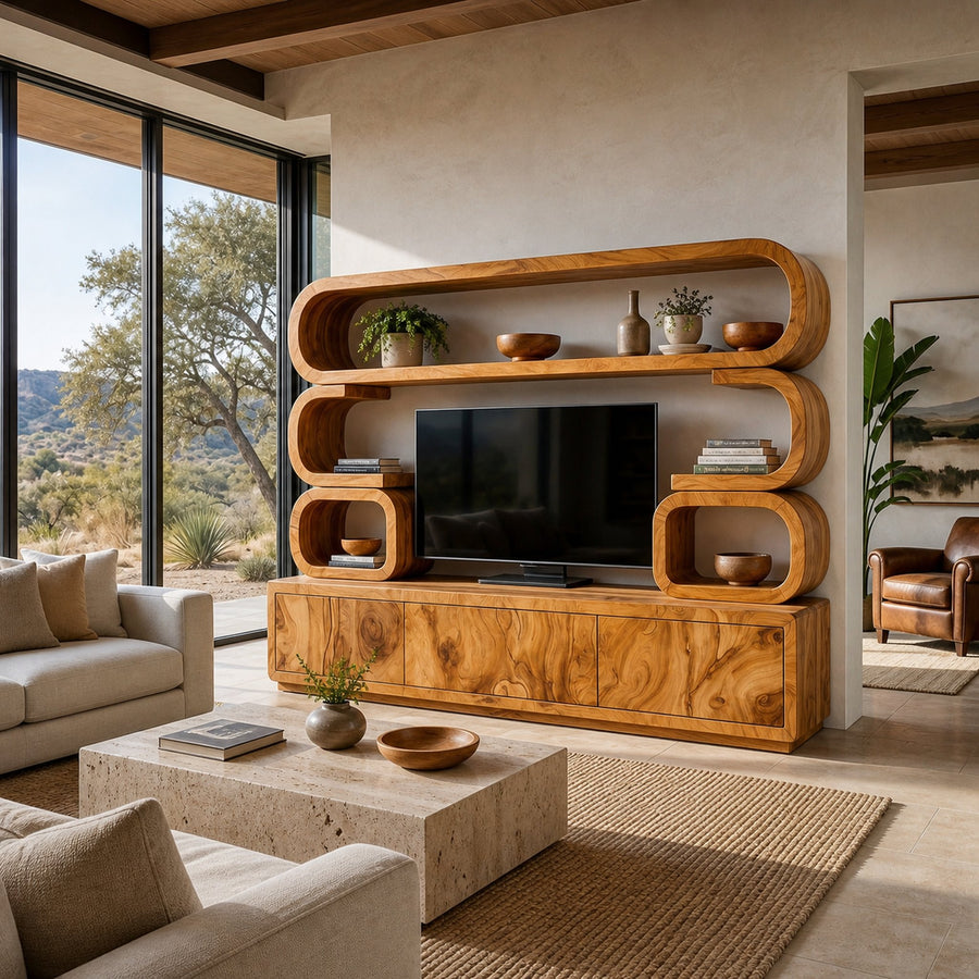 Contemporary Wooden TV Cabinet For Home Living Space