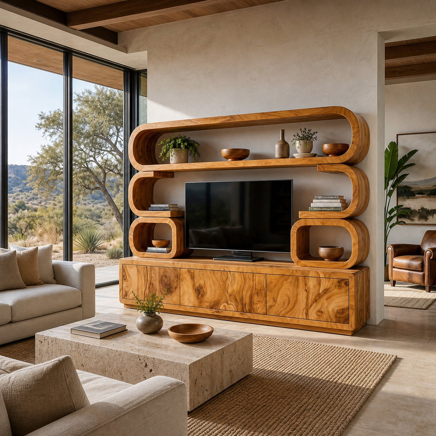Contemporary Wooden TV Cabinet For Home Living Space