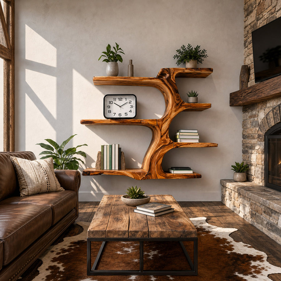 Contemporary Wooden Tree Bookcase For Living Room
