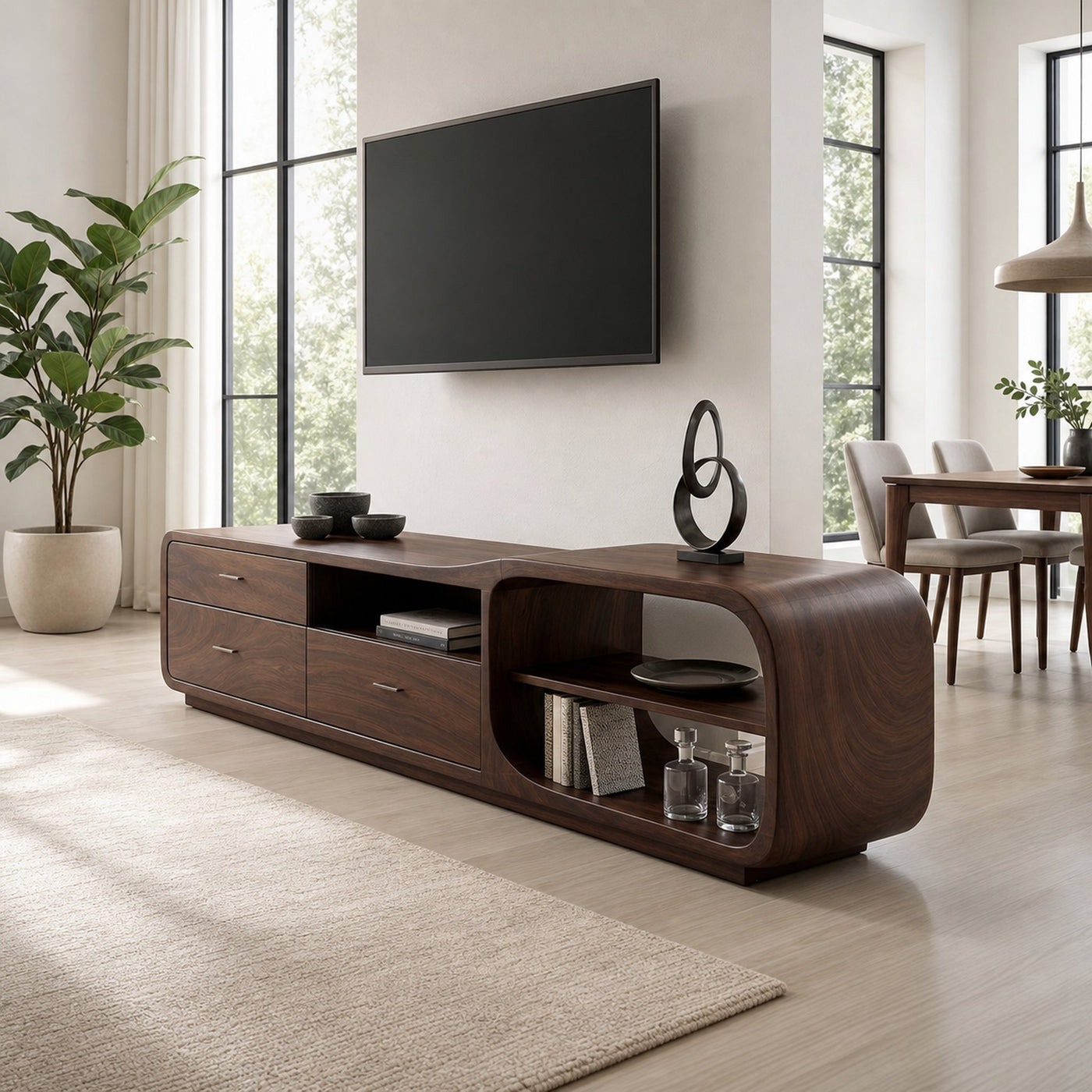 Curved Organic TV Stand Designer Residence - product view 7