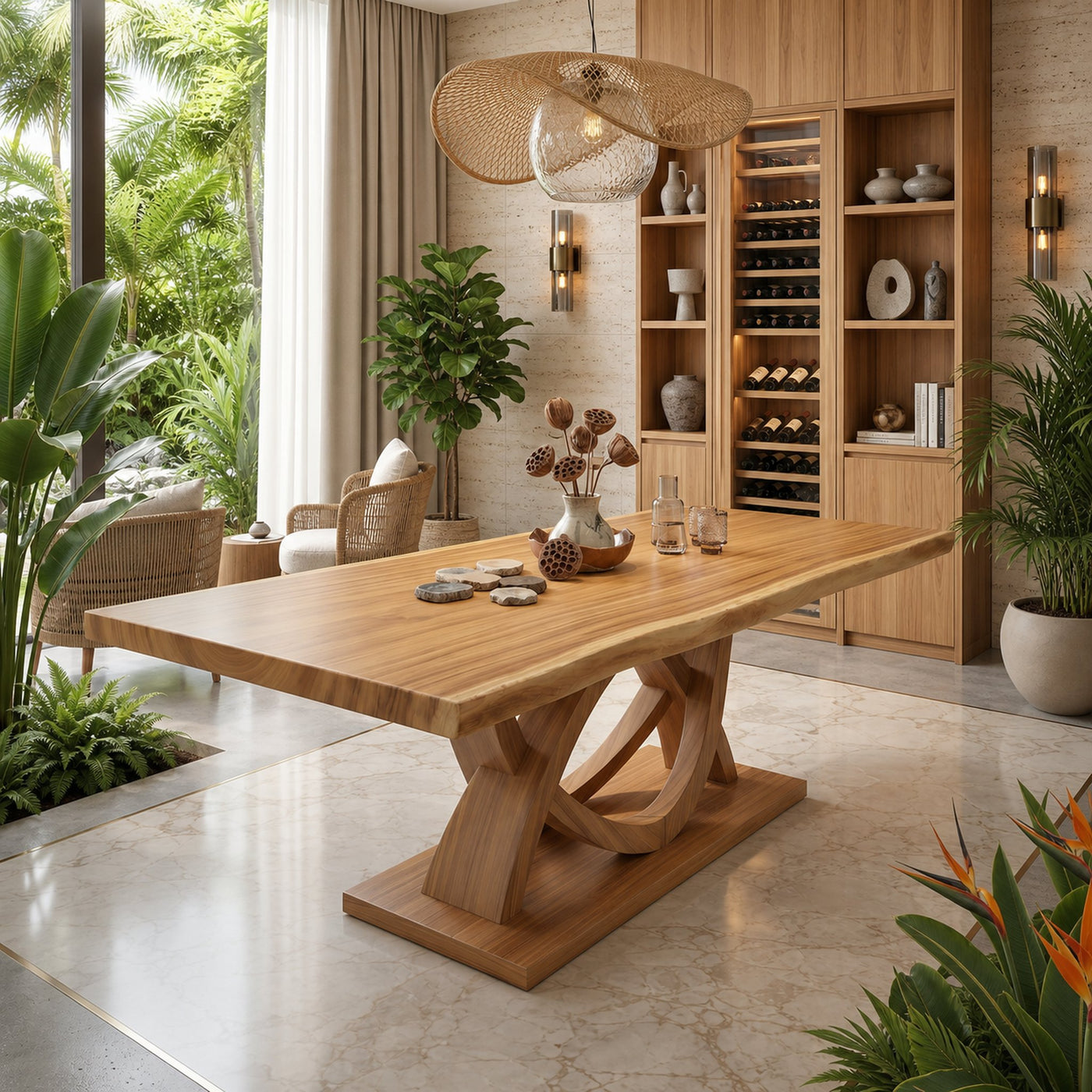 Curved Pedestal Table For Resort Dining Room