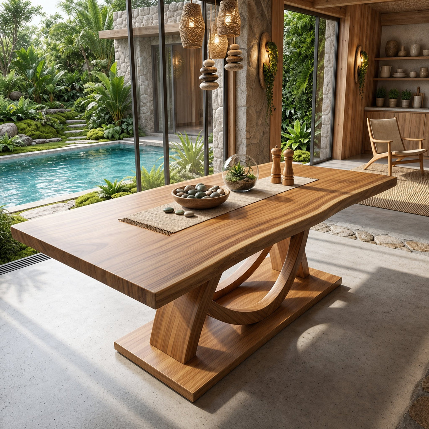 Curved Pedestal Table For Resort Dining Room - product view 2