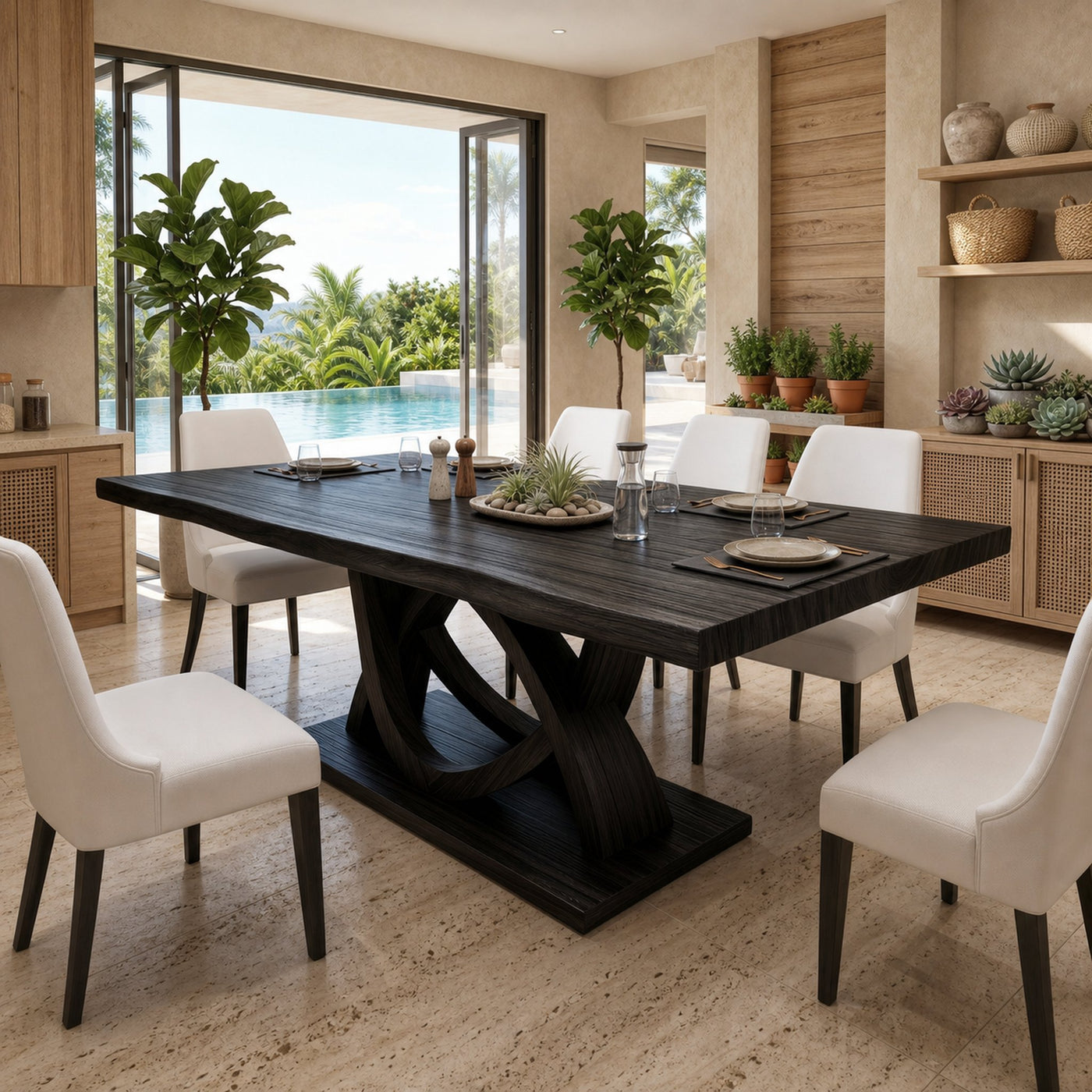 Curved Pedestal Table For Resort Dining Room - product view 4