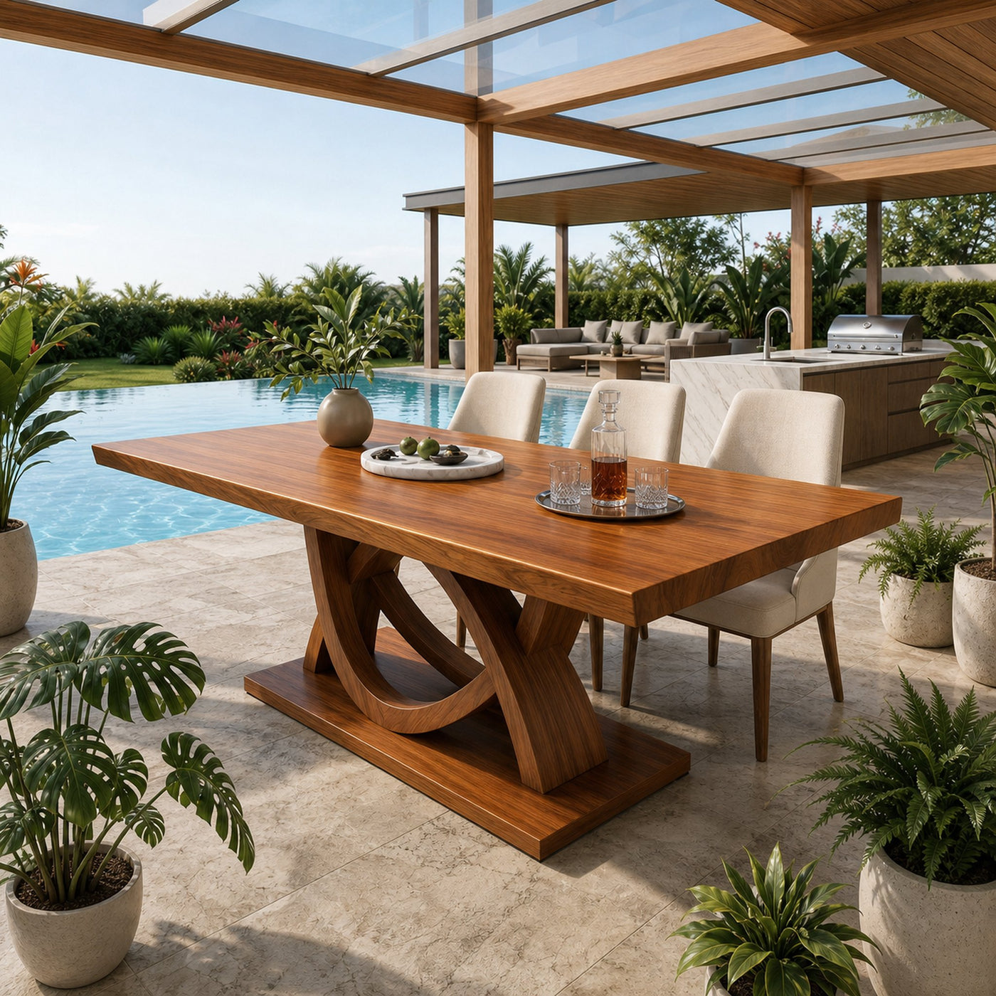 Curved Pedestal Table For Resort Dining Room - product view 6