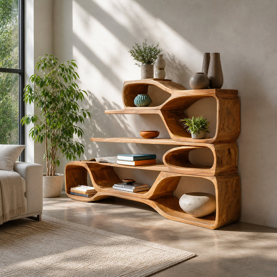 Curved Sculptural Bookshelf For Home Decor