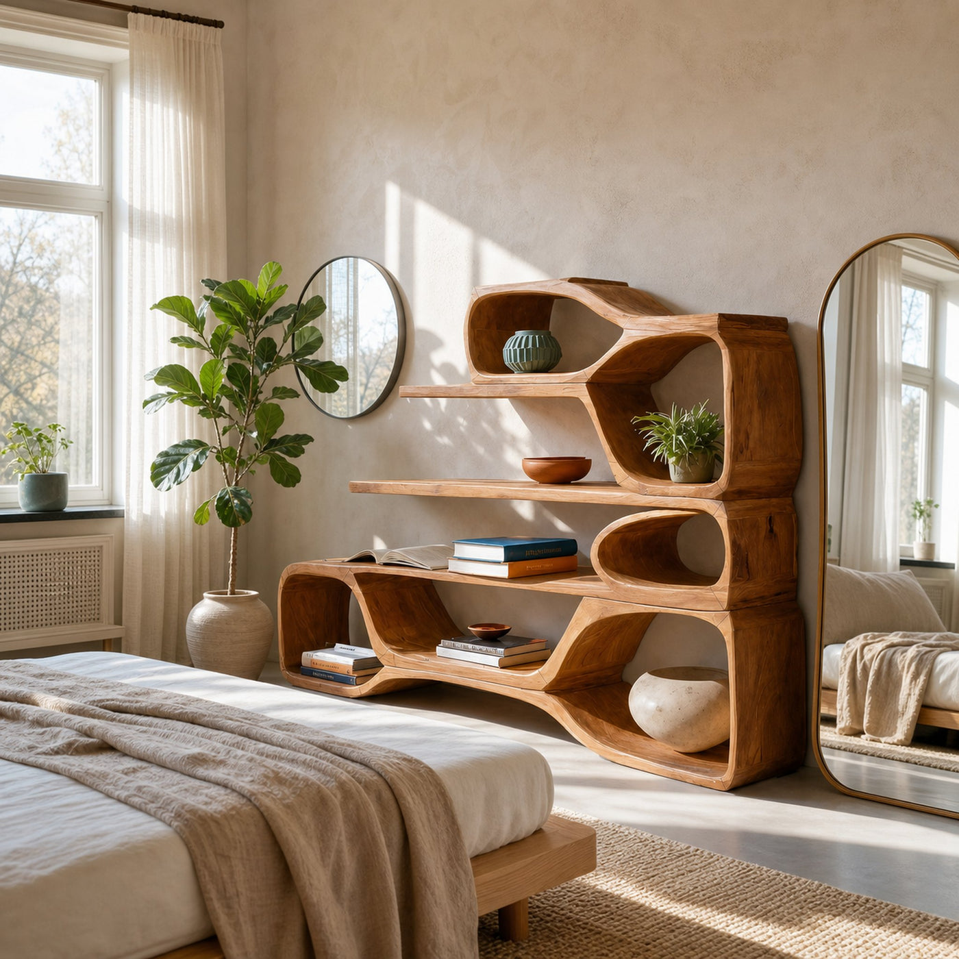 Curved Sculptural Bookshelf For Home Decor - product view 6