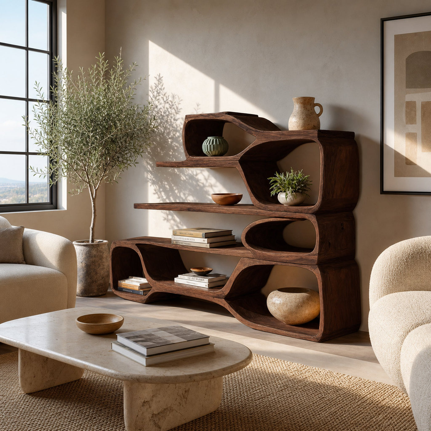 Curved Sculptural Bookshelf For Home Decor - product view 7