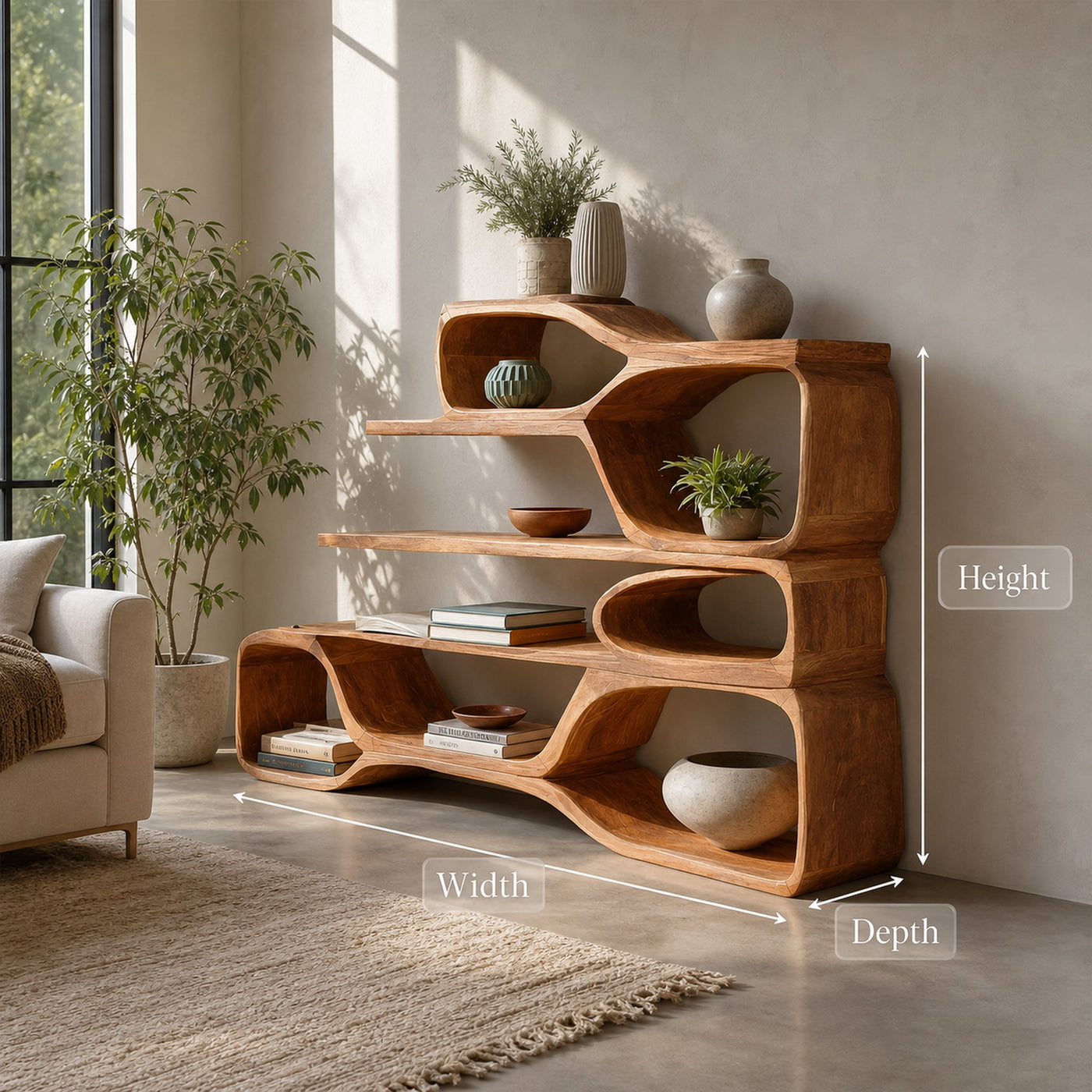 Curved Sculptural Bookshelf For Home Decor - product view 8