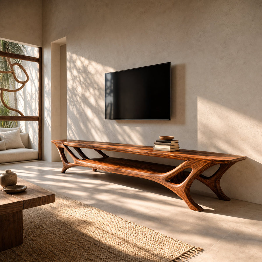 Curved TV Stand For Contemporary Living Room Furniture
