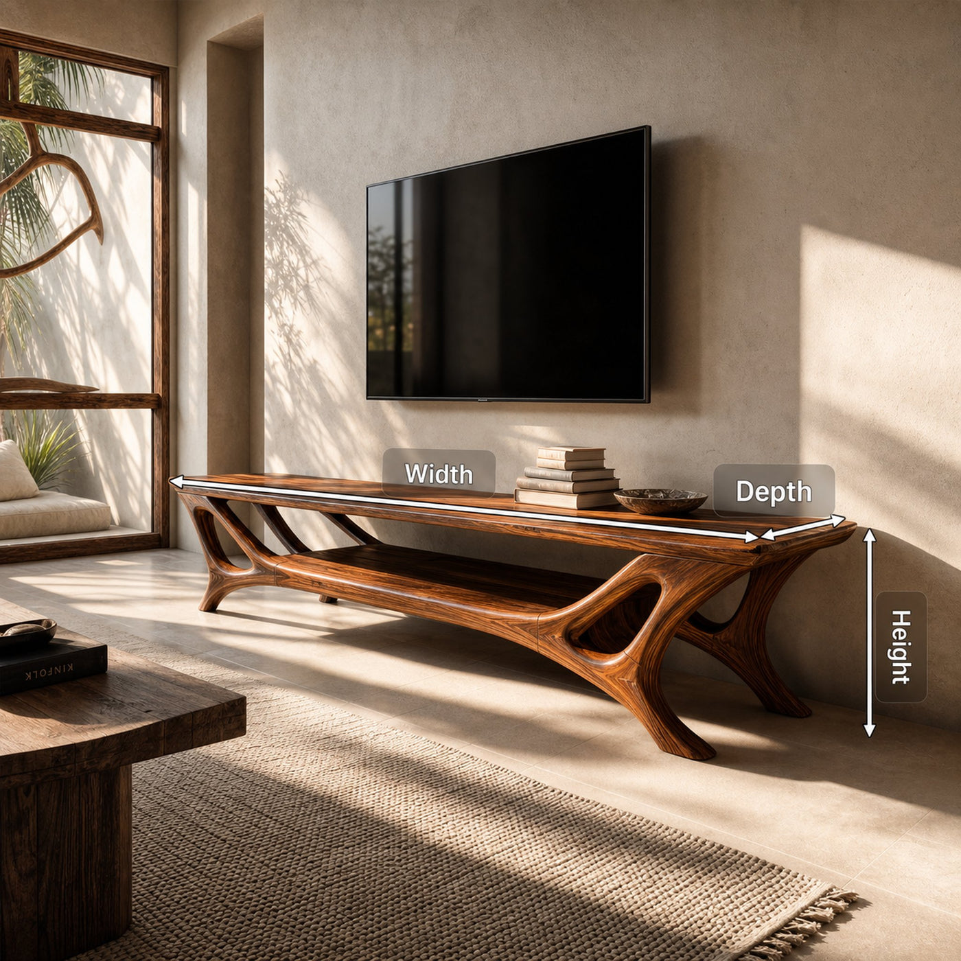 Curved TV Stand For Contemporary Living Room Furniture - product view 8