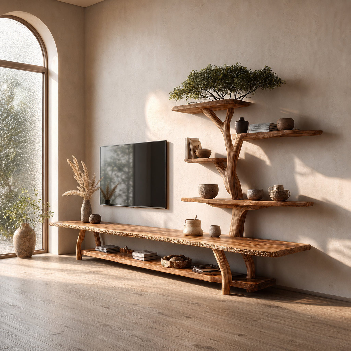 Custom Shelf TV Solid Wood Handmade Gift