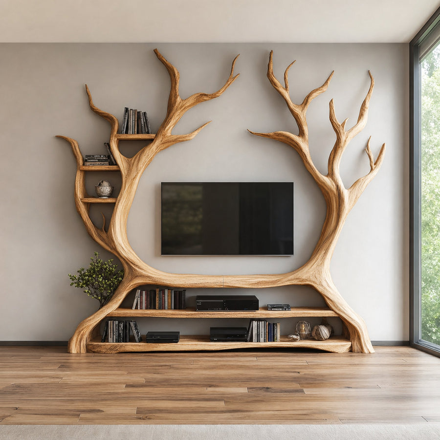 Custom Tree Bookcase Cabinet TV Solid Wood Gitf