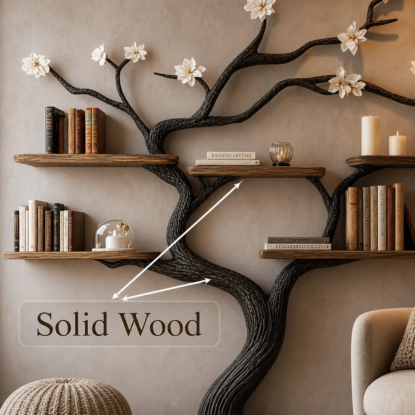 Custom Tree Bookcase Handcrafted Decor Room Gift For Her - product view 3