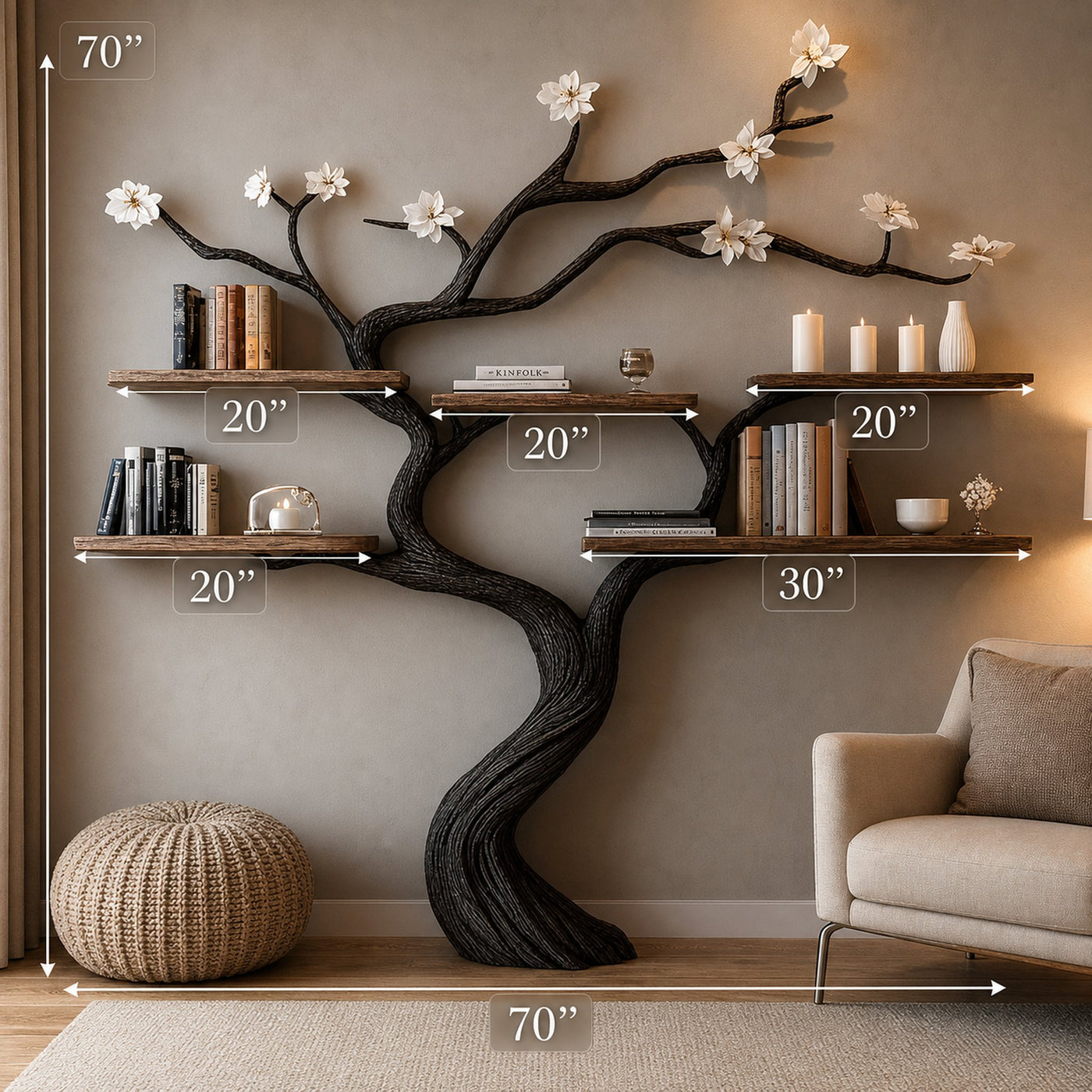 Custom Tree Bookcase Handcrafted Decor Room Gift For Her - product view 5