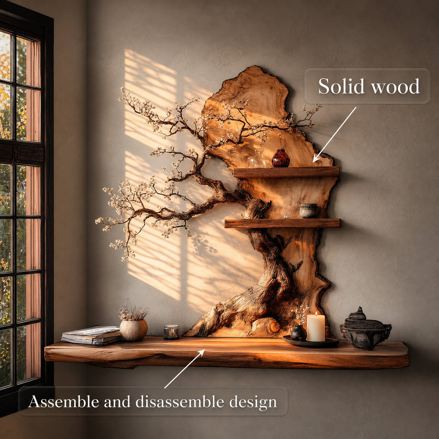 Custom Tree Bookshelf Solid Wood Decor Office Gift - product view 6