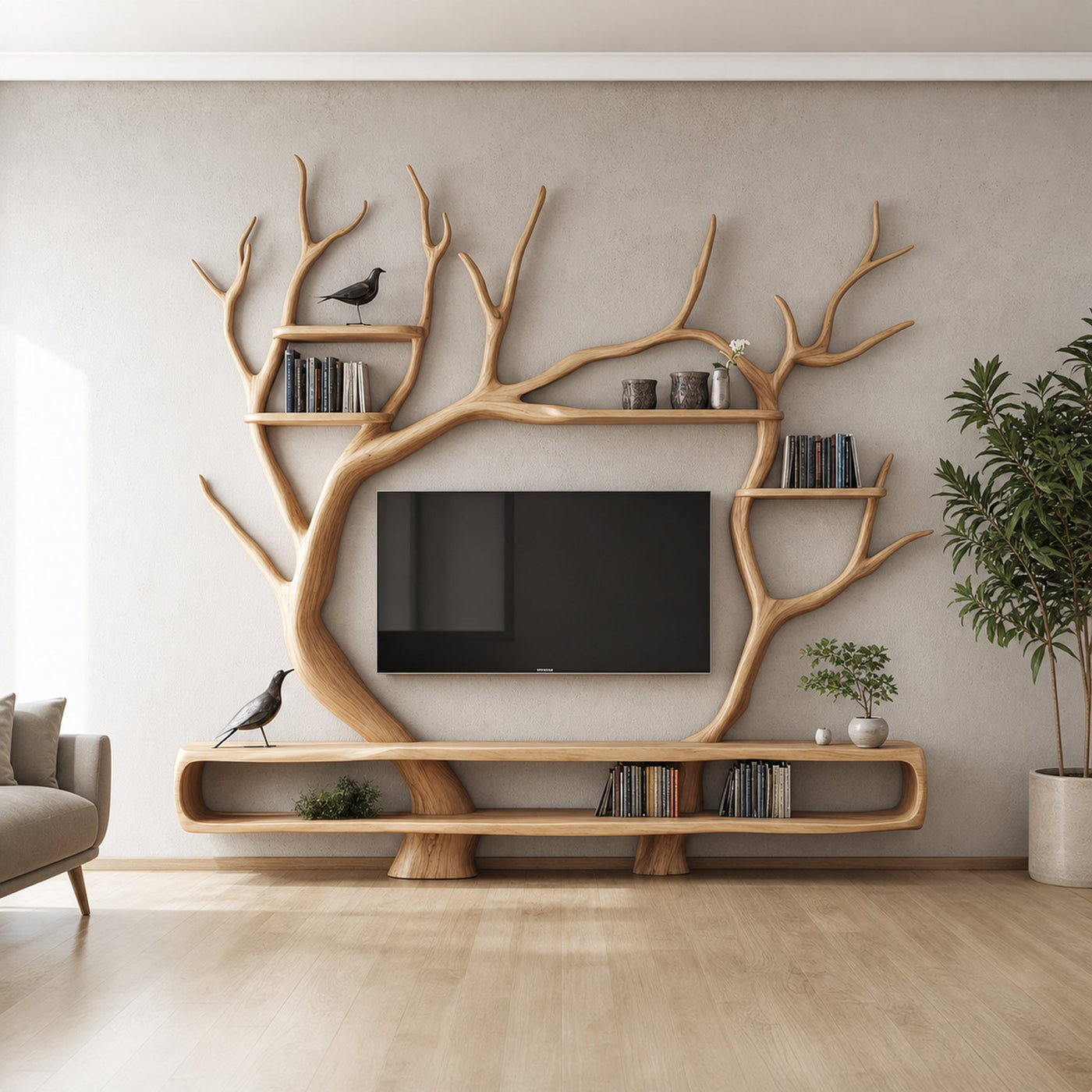 Custom Tree TV Cabinet Decor Living Room Wall Art Gift