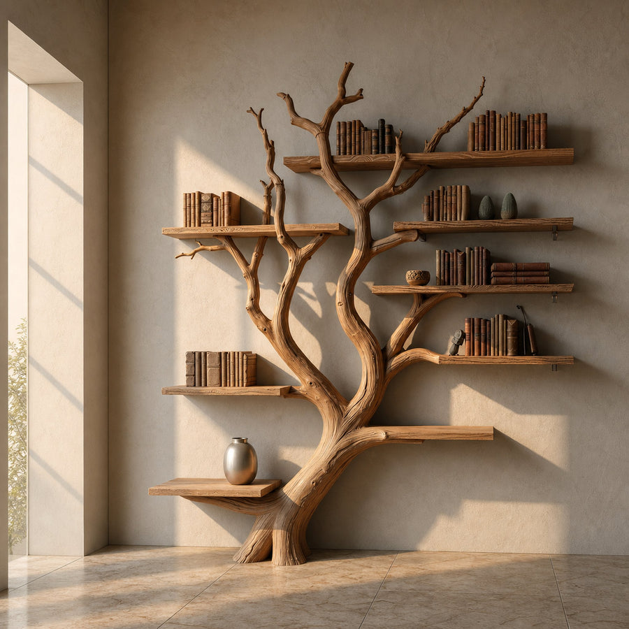 Custom Wood Shelf Tree Branch Shelf Mid Century Decor