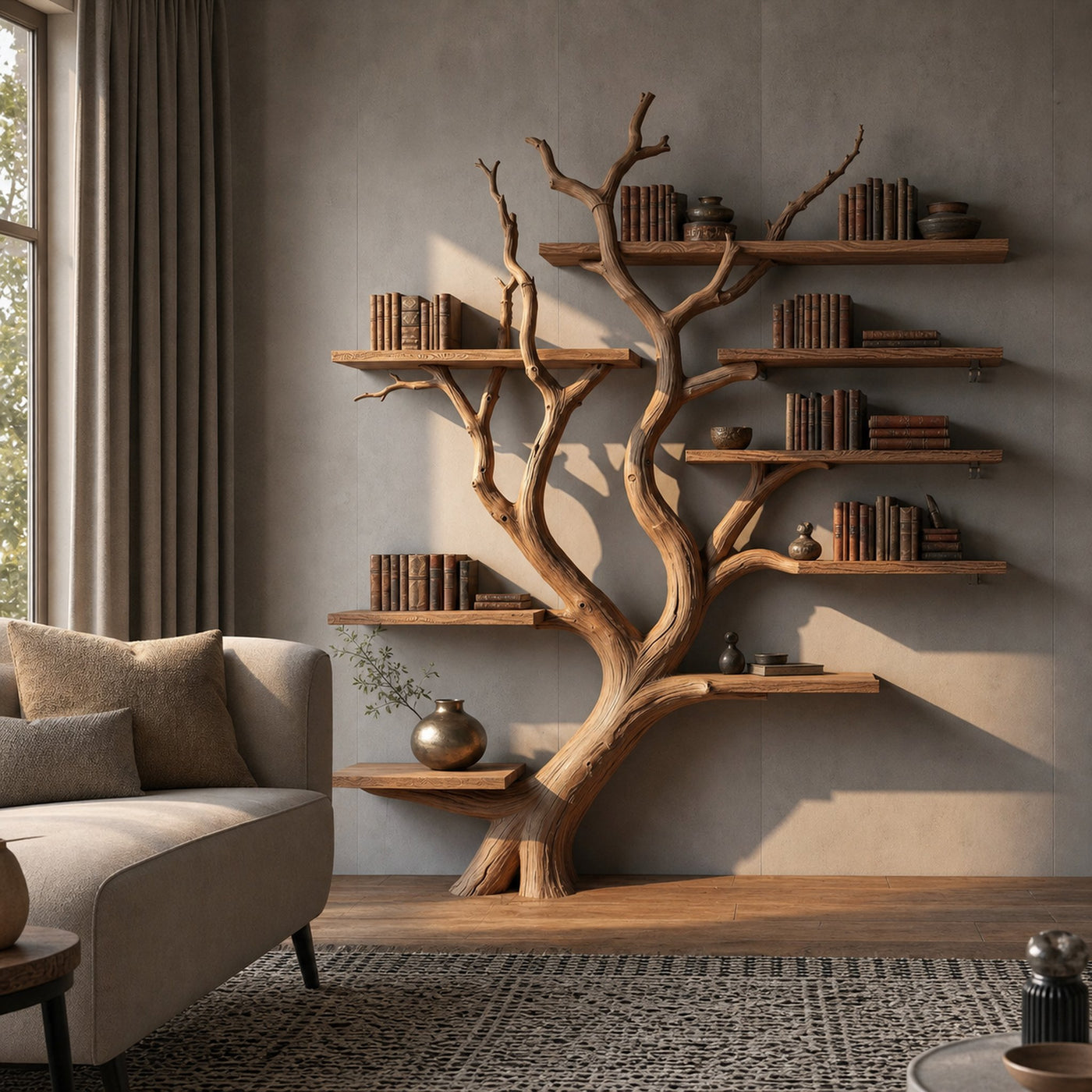 Custom Wood Shelf Tree Branch Shelf Mid Century Decor - product view 2