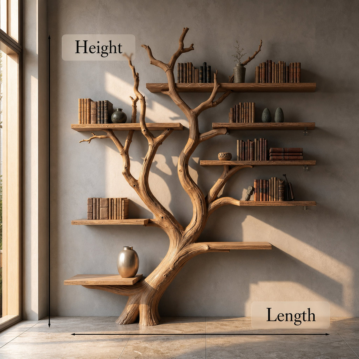 Custom Wood Shelf Tree Branch Shelf Mid Century Decor - product view 3