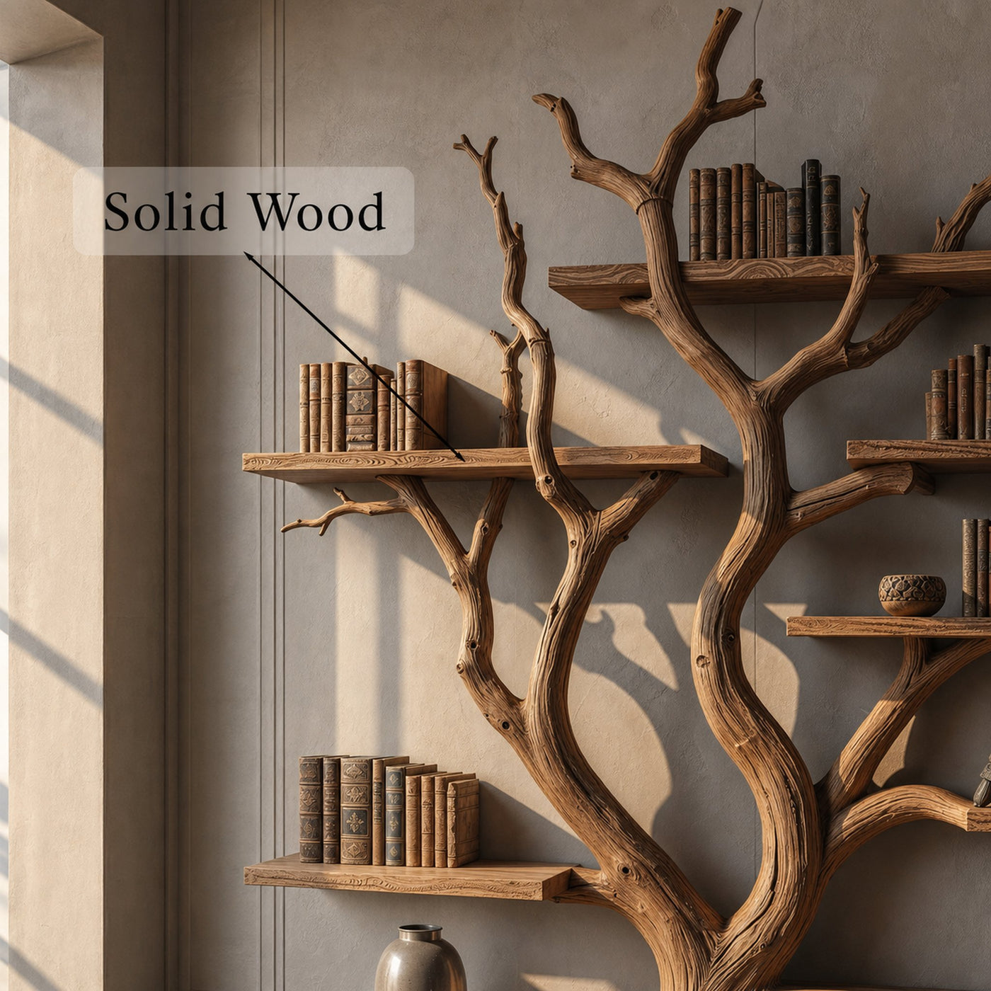 Custom Wood Shelf Tree Branch Shelf Mid Century Decor - product view 4