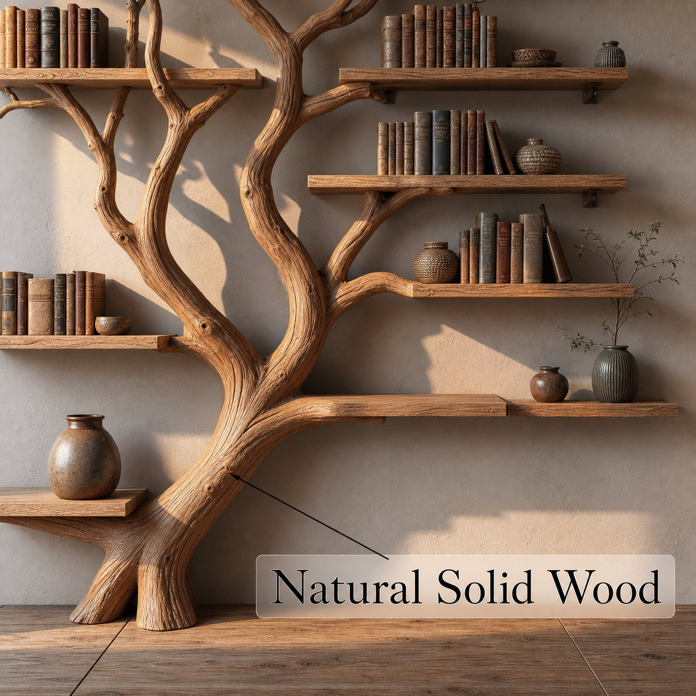 Custom Wood Shelf Tree Branch Shelf Mid Century Decor - product view 5