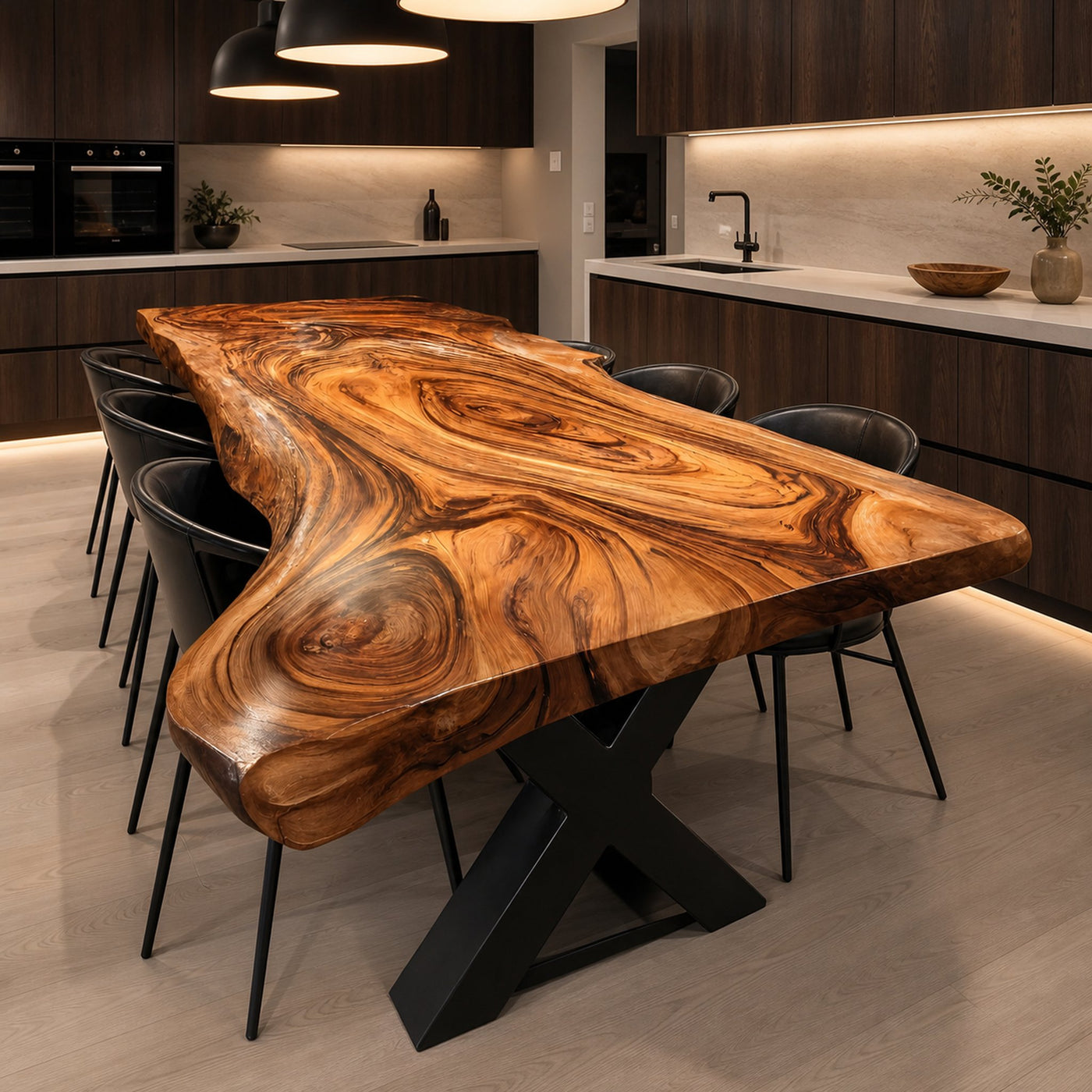 Dining Room Farmhouse Live Edge Dining Table Rustic Wood - product view 2