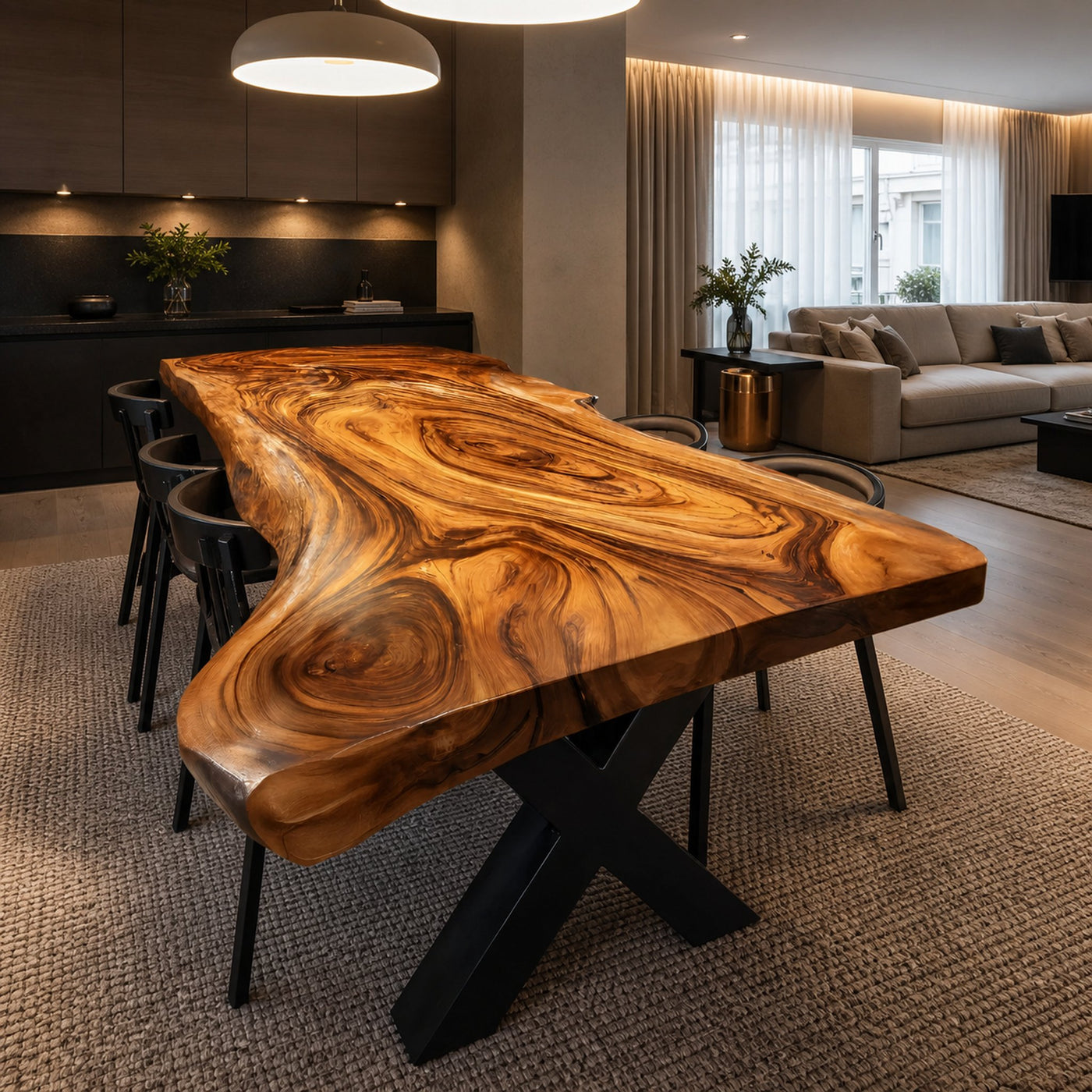 Dining Room Farmhouse Live Edge Dining Table Rustic Wood - product view 3