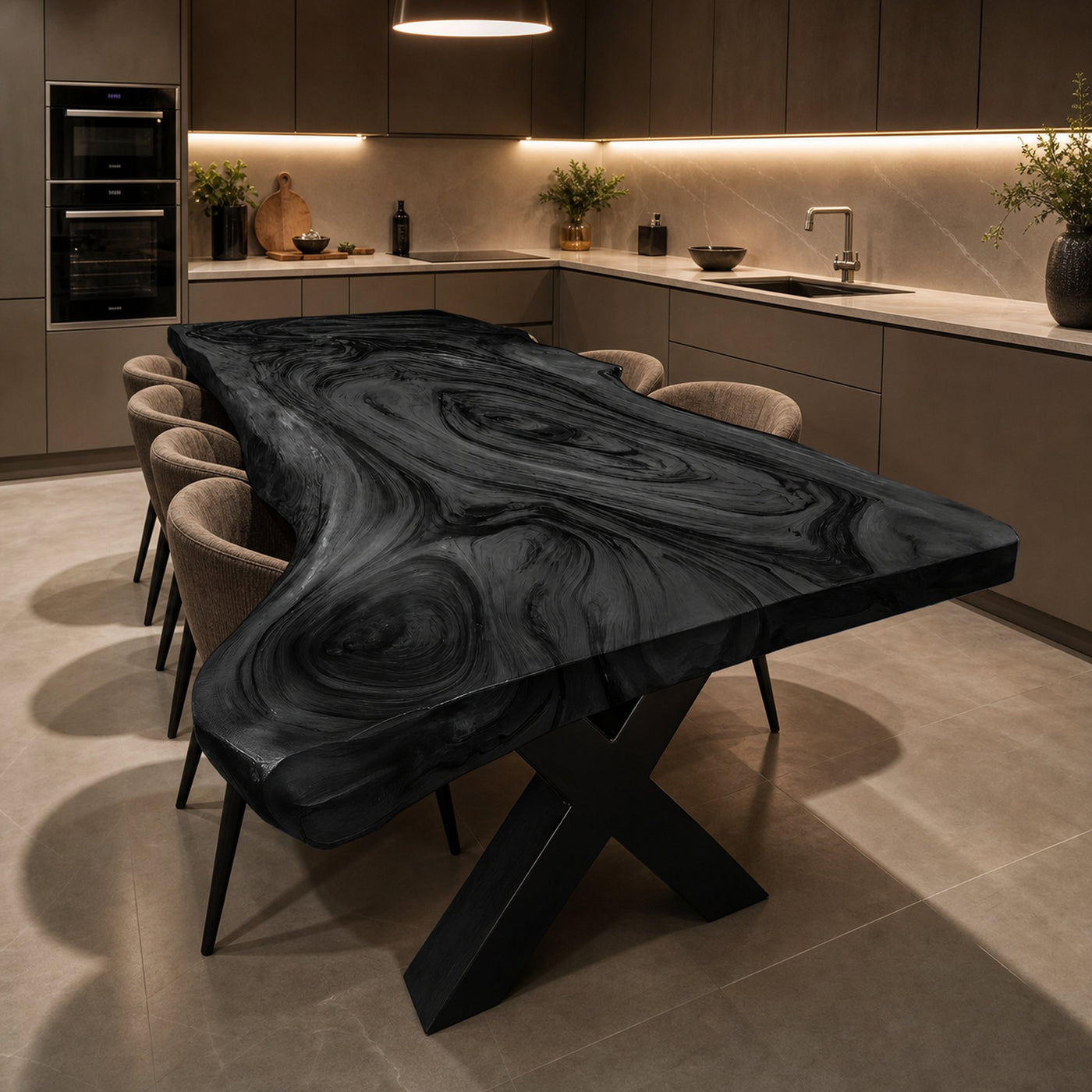 Dining Room Farmhouse Live Edge Dining Table Rustic Wood - product view 4