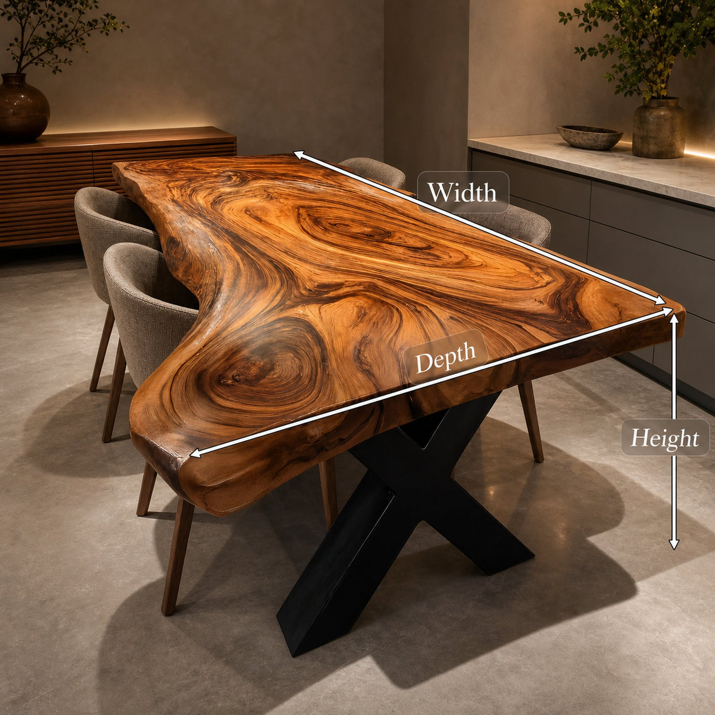 Dining Room Farmhouse Live Edge Dining Table Rustic Wood - product view 6