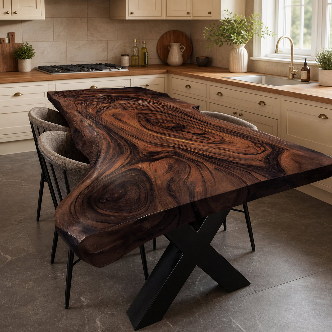 Dining Room Farmhouse Live Edge Dining Table Rustic Wood - product view 7