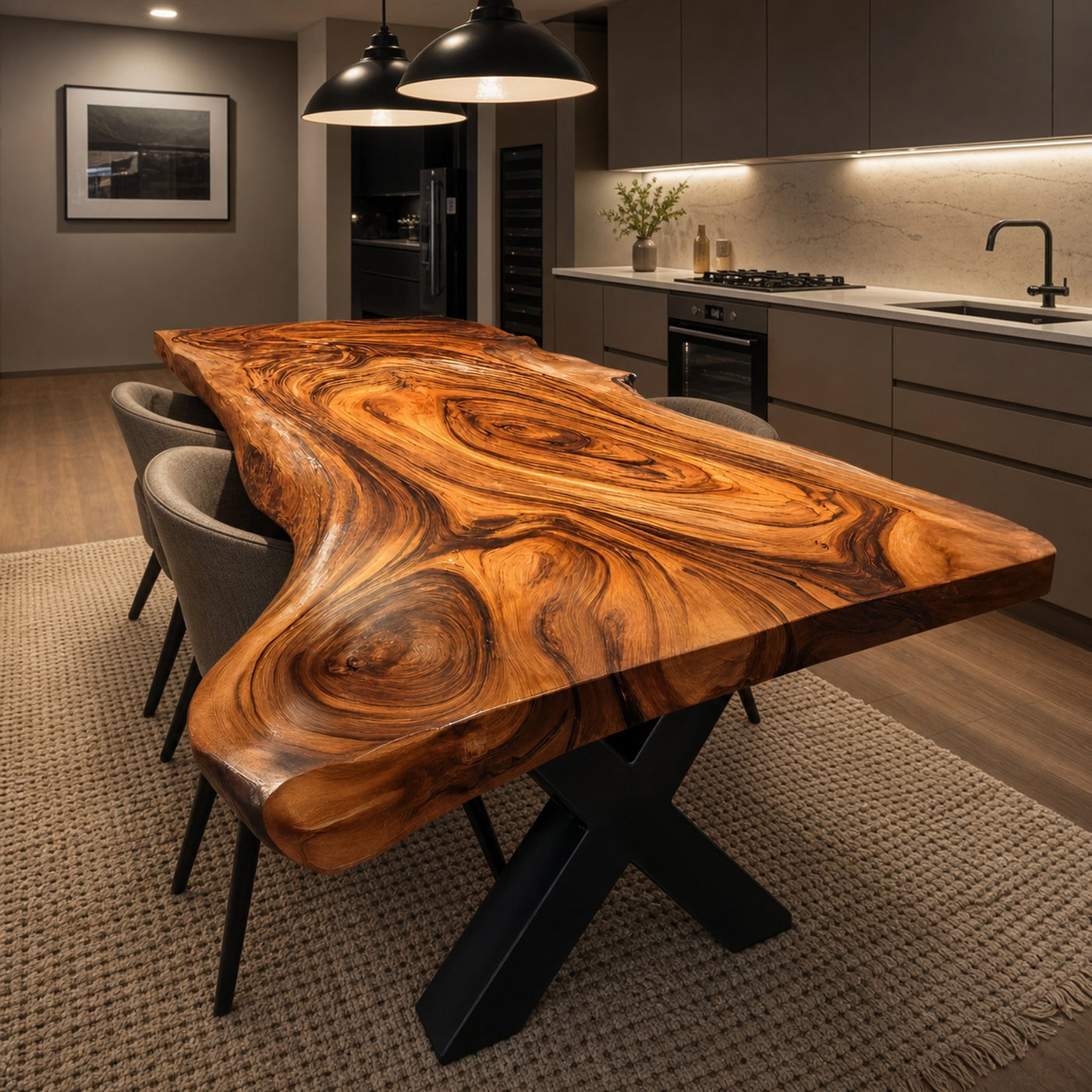 Dining Room Farmhouse Live Edge Dining Table Rustic Wood - product view 8