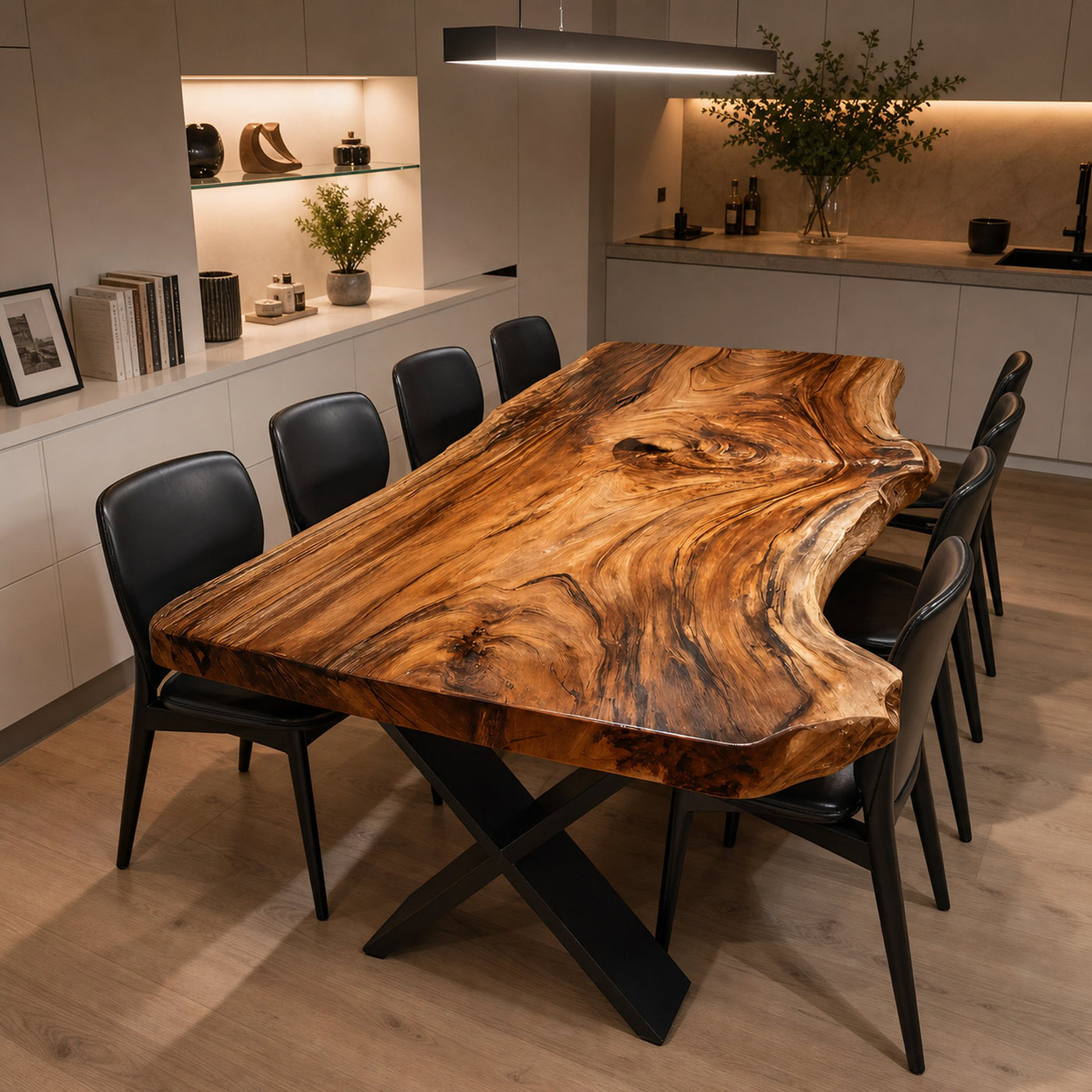 Dining Room Modern Live Edge Dining Table Natural Grain