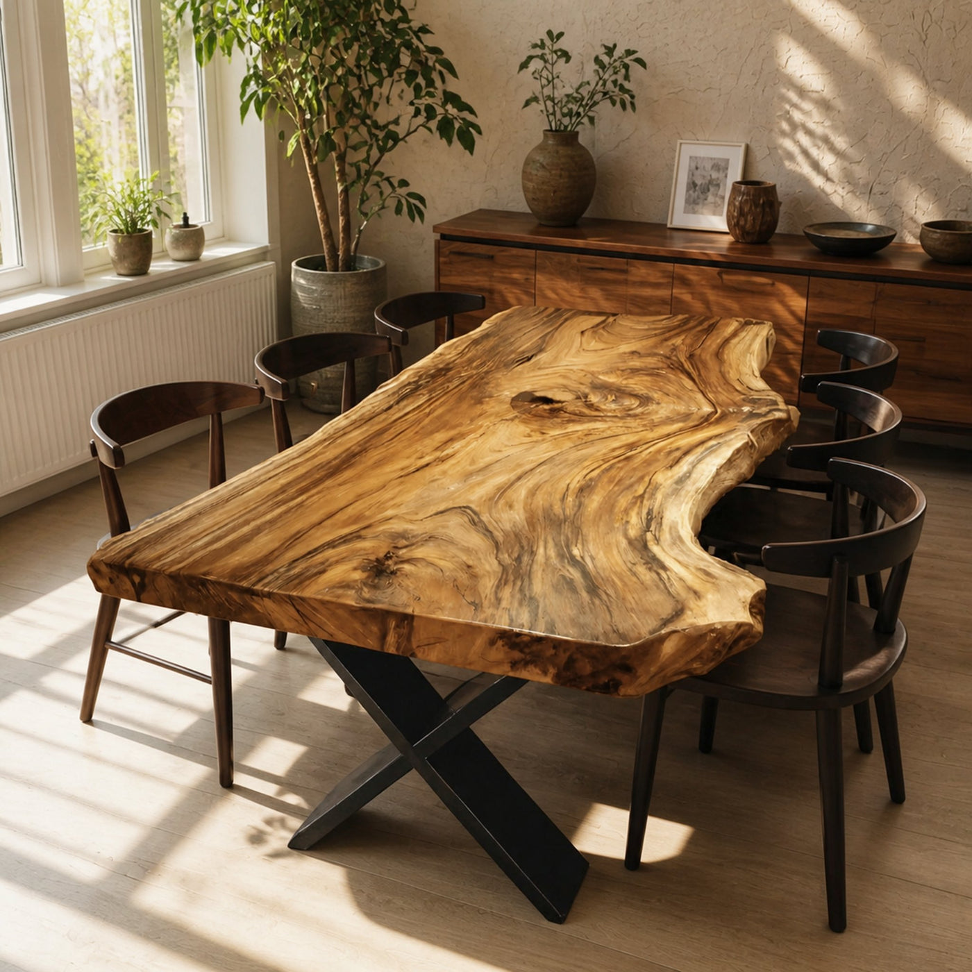 Dining Room Modern Live Edge Dining Table Natural Grain - product view 6