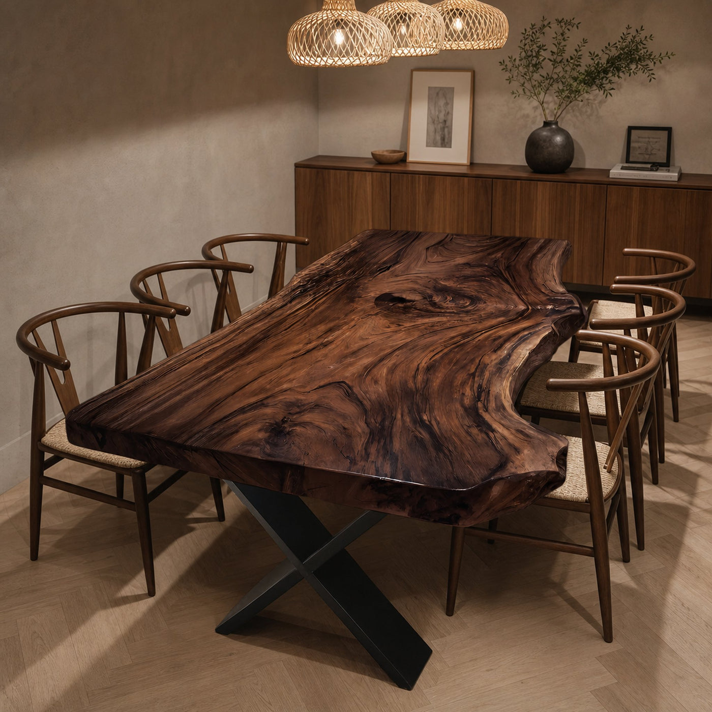 Dining Room Modern Live Edge Dining Table Natural Grain - product view 7