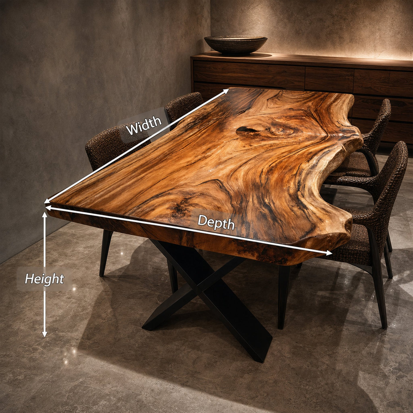 Dining Room Modern Live Edge Dining Table Natural Grain - product view 8
