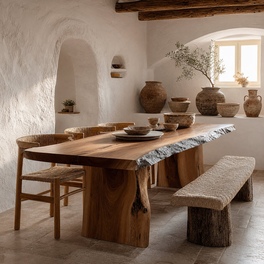 Dining Table Walnut Wood Live Edge Modern Gift