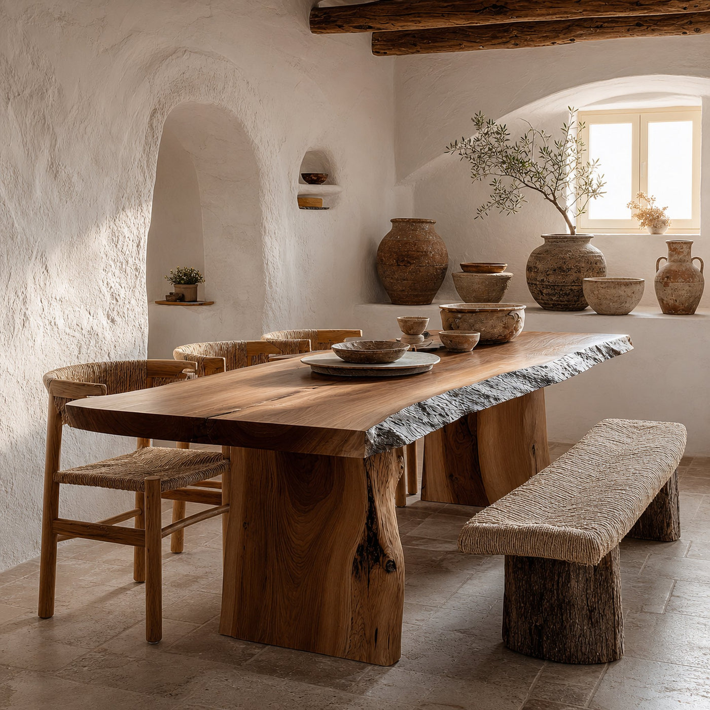 Dining Table Walnut Wood Live Edge Modern Gift