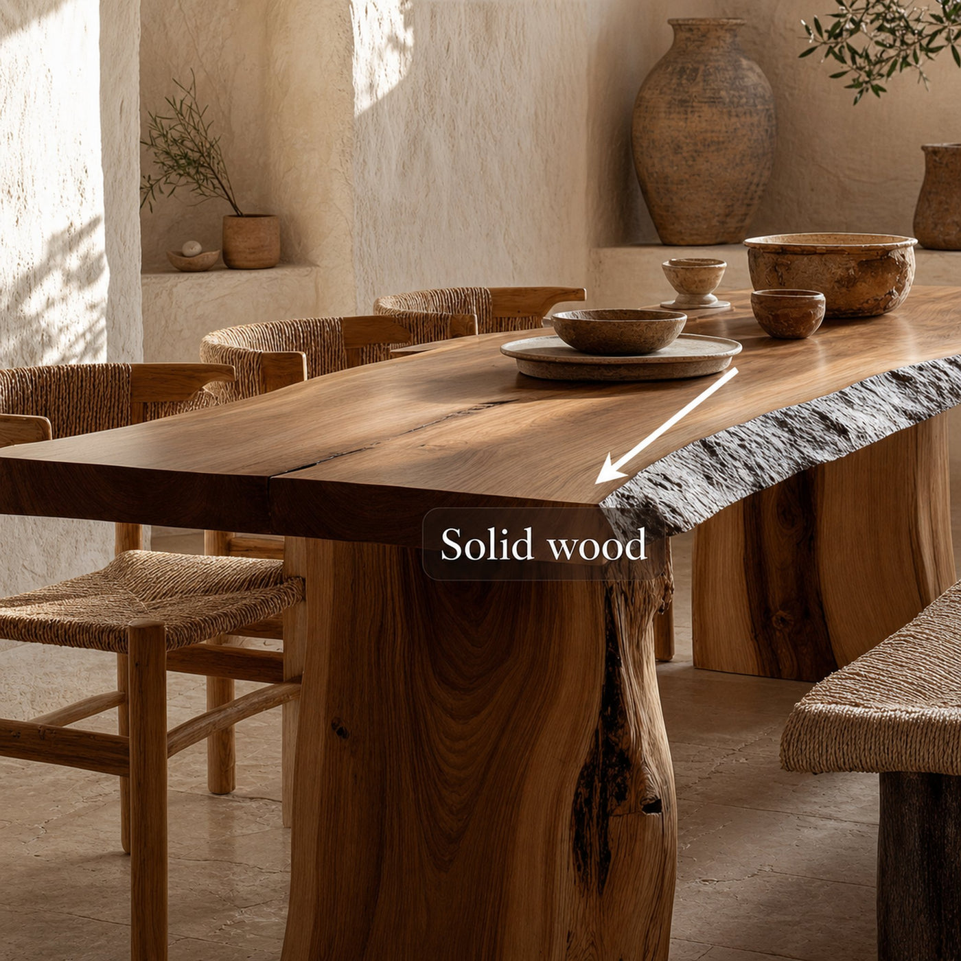 Dining Table Walnut Wood Live Edge Modern Gift - product view 3