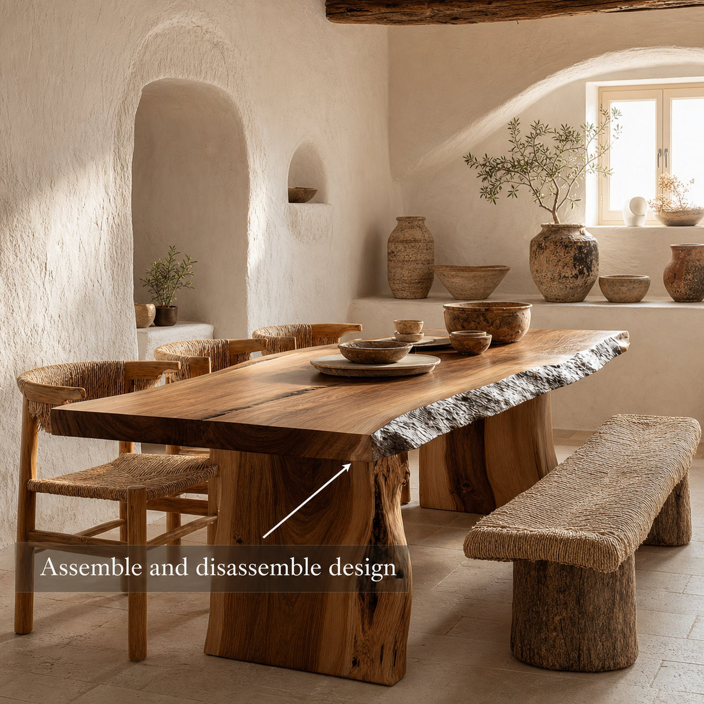 Dining Table Walnut Wood Live Edge Modern Gift - product view 4